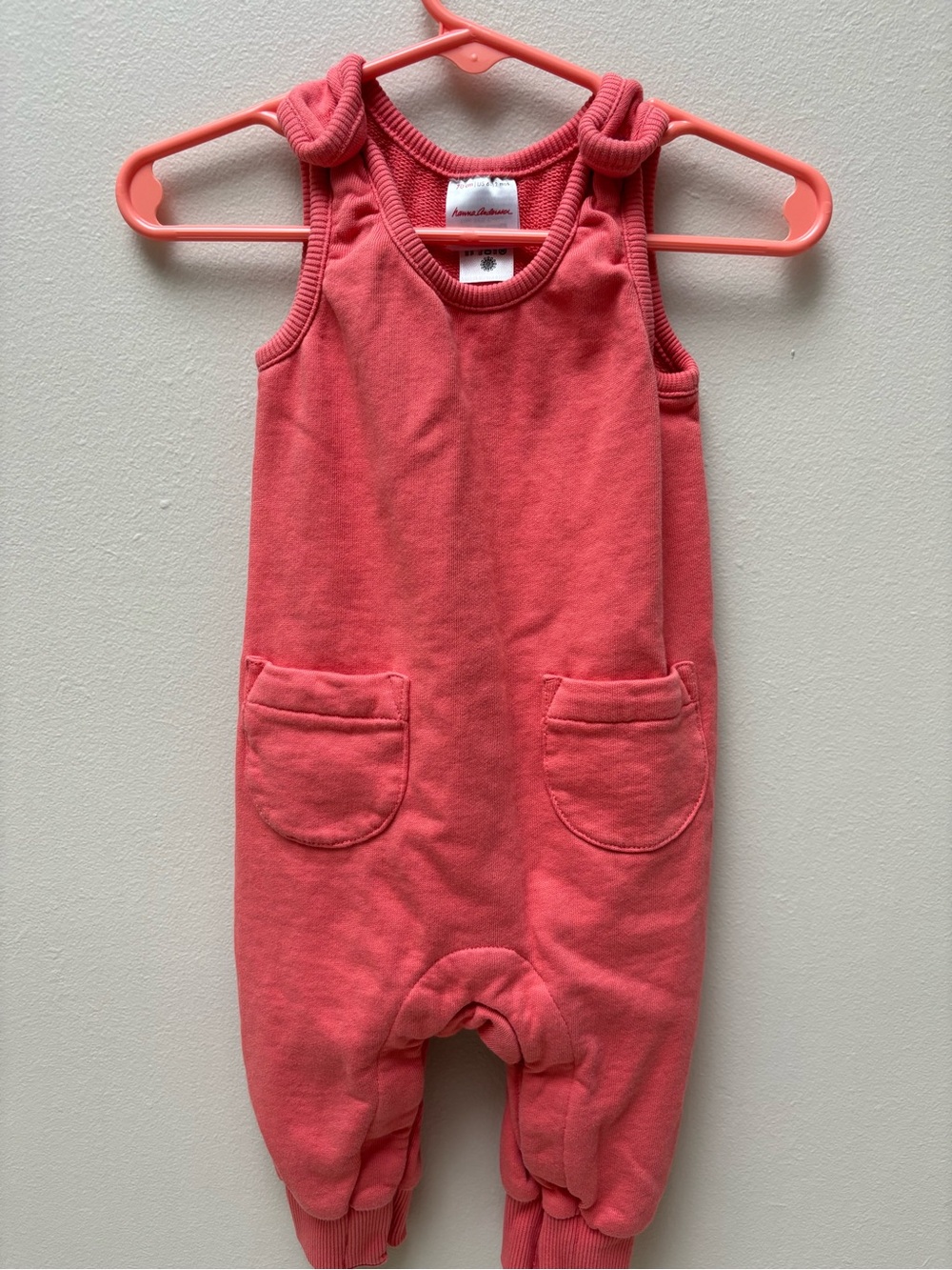 Hanna Andersson Coral Knot-Shoulder Knit Baby Romper